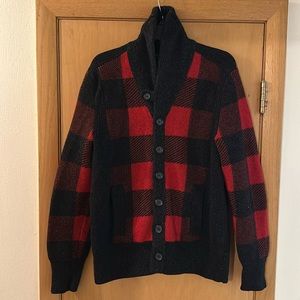Banana Republic Filpucci Wool Grandpa Cardigan Sweater Buffalo Plaid Size Large
